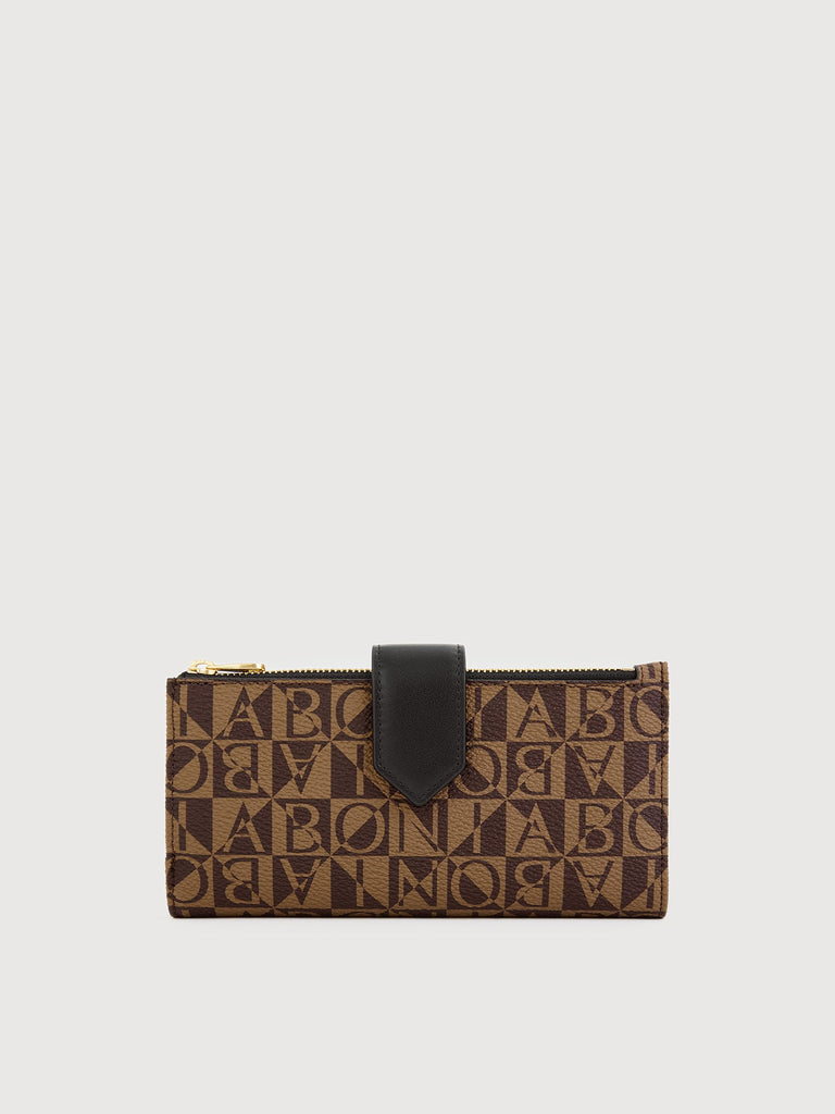 Alvia Monogram Bifold Long Wallet with Zipper - BONIA