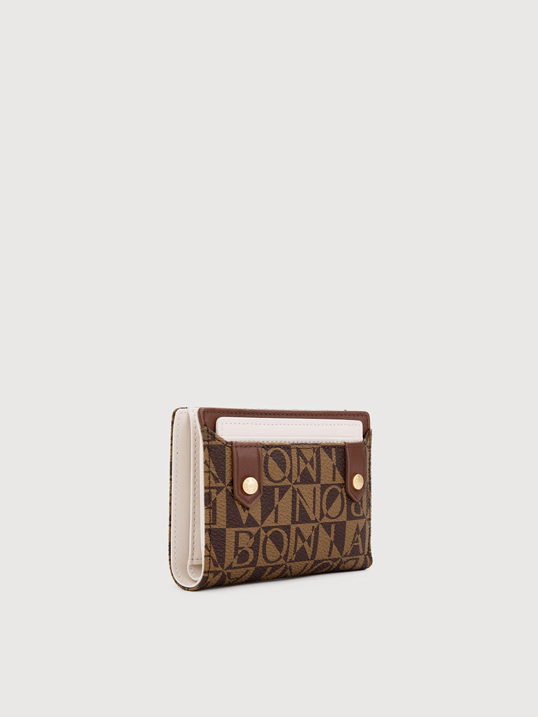 Alvia Monogram Bifold Short Wallet with Card Holder - BONIA