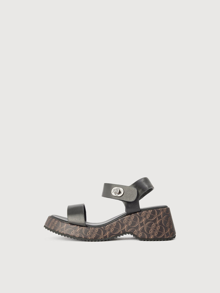 Buona Monogram Wedge Sandals - BONIA