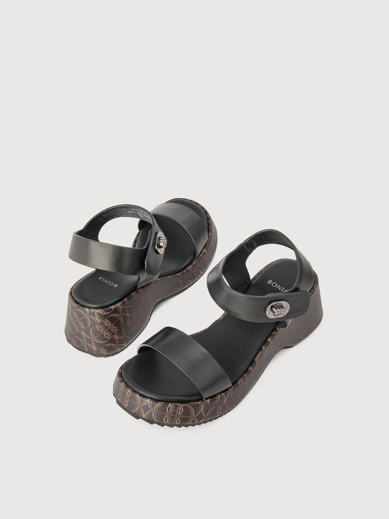 Buona Monogram Wedge Sandals - BONIA