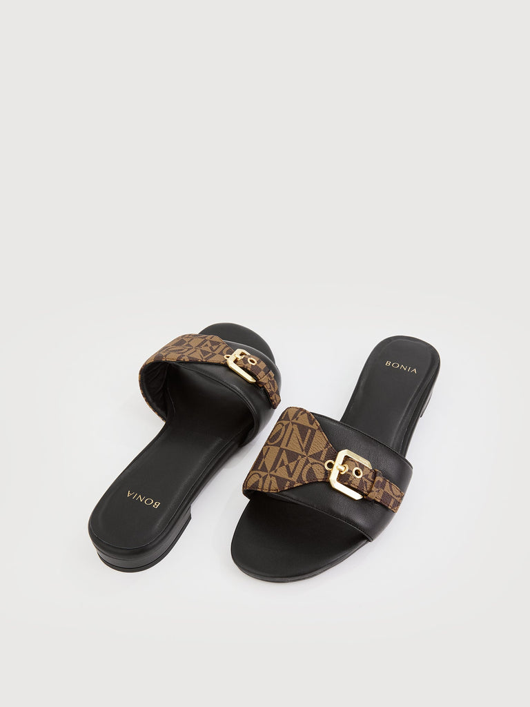 Marcella Monogram Slide Sandals - BONIA