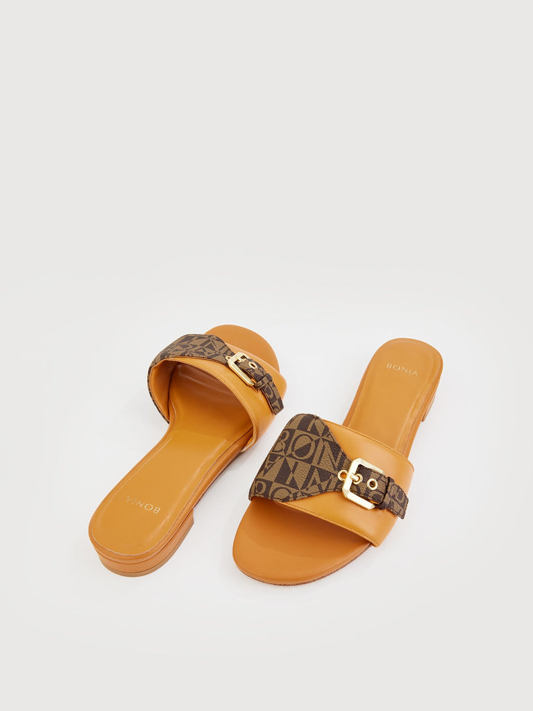 Marcella Monogram Slide Sandals - BONIA